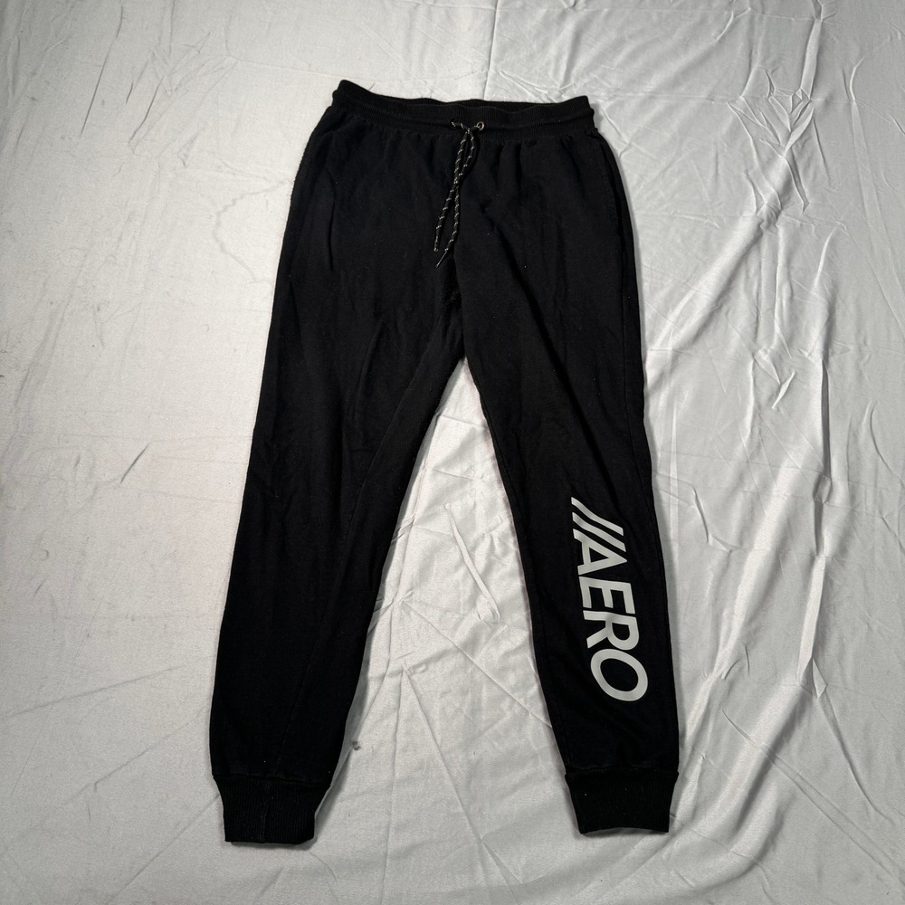 Aeropostale Mens Black Aero Graphic Sleepwear Jogger Lounge Pants Size M